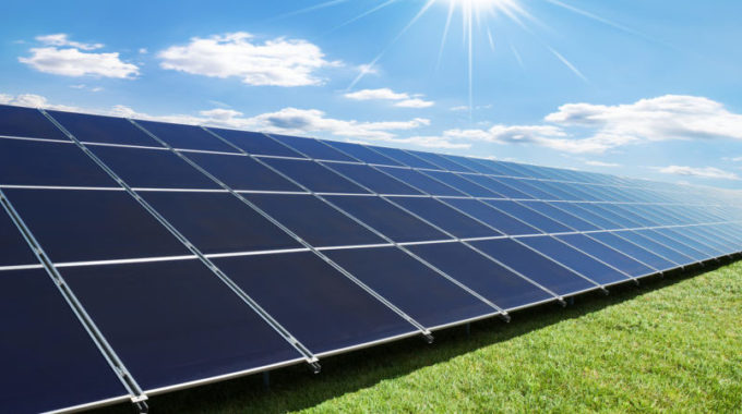 Solar Panels Perspective In A Sunny Day